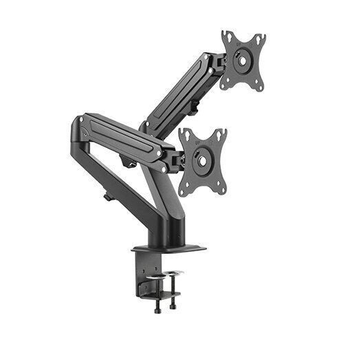 DUAL ARM TV LCD MONITOR DESK MOUNT BRACKET ARTICULATING SWIVEL GAS SPRING