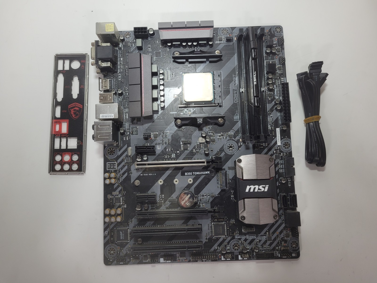 MSI B350 TOMAHAWK Motherboard Ryzen 5 1600X, 8GB RAM, IO Shield # 1466