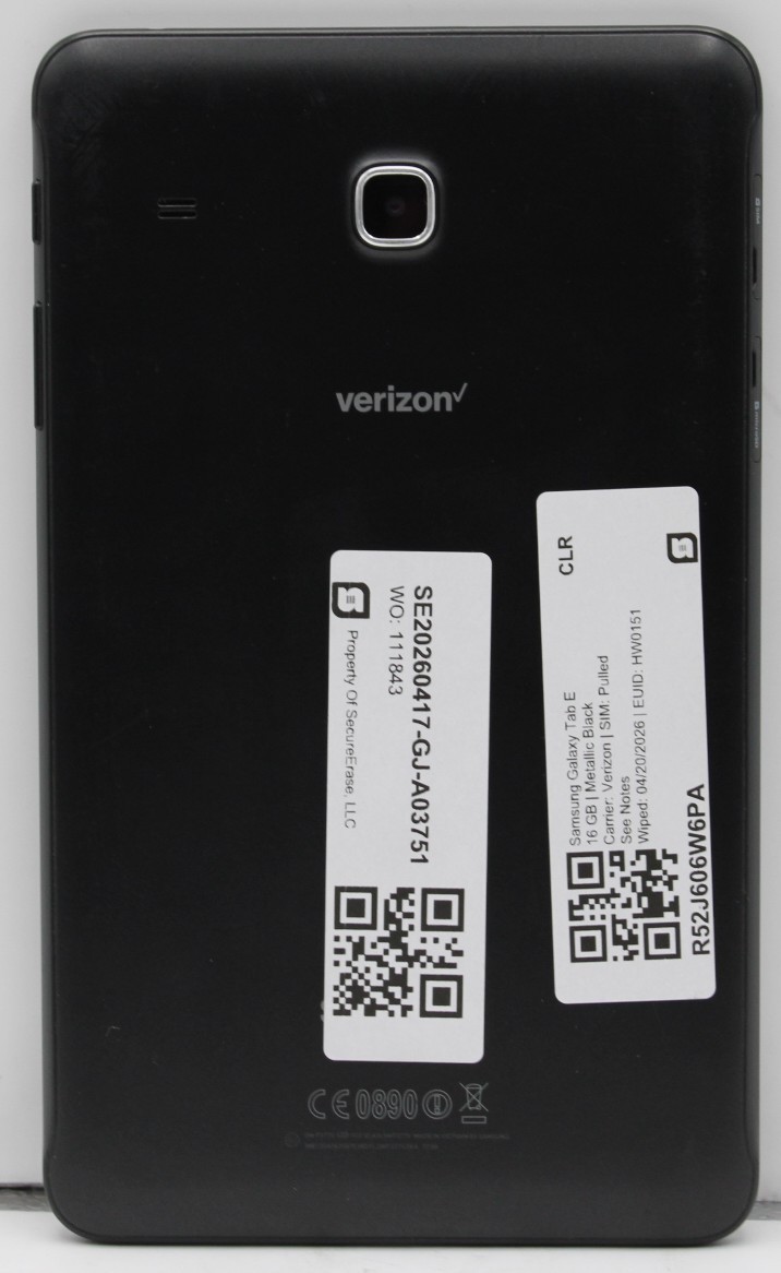Samsung Galaxy Tab E 16GB Metallic Black Verizon UNLOCKED *USED/WIPED*