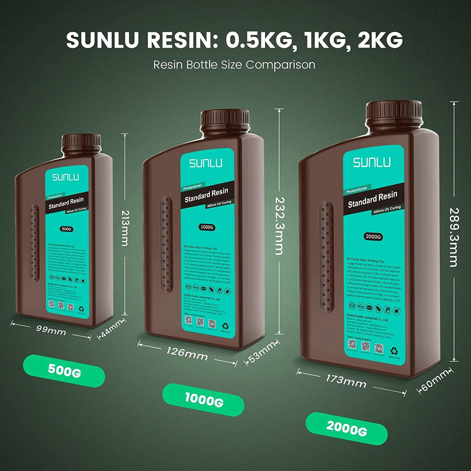 SUNLU 3D Resin 1KG ABS-Like/Standard/Standard Plus/Water Washable Resin