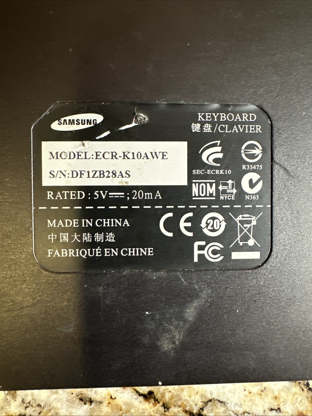 Samsung Galaxy Tablet Keyboard Dock (Model: ECR-K10AWE)