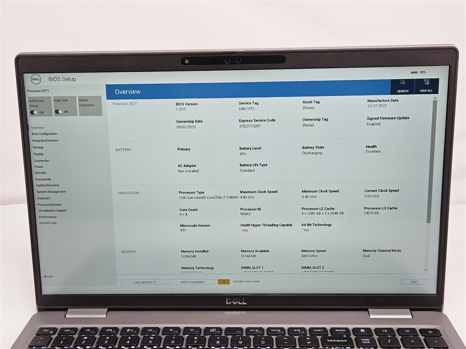 Dell Precision 3571 15.6″ i7-12800H 16GB 512GB SSD T600 GPU