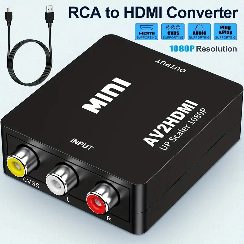 RCA AV to HDMI HD Converter Composite CVBS Video Adapter Wii NES SNES,