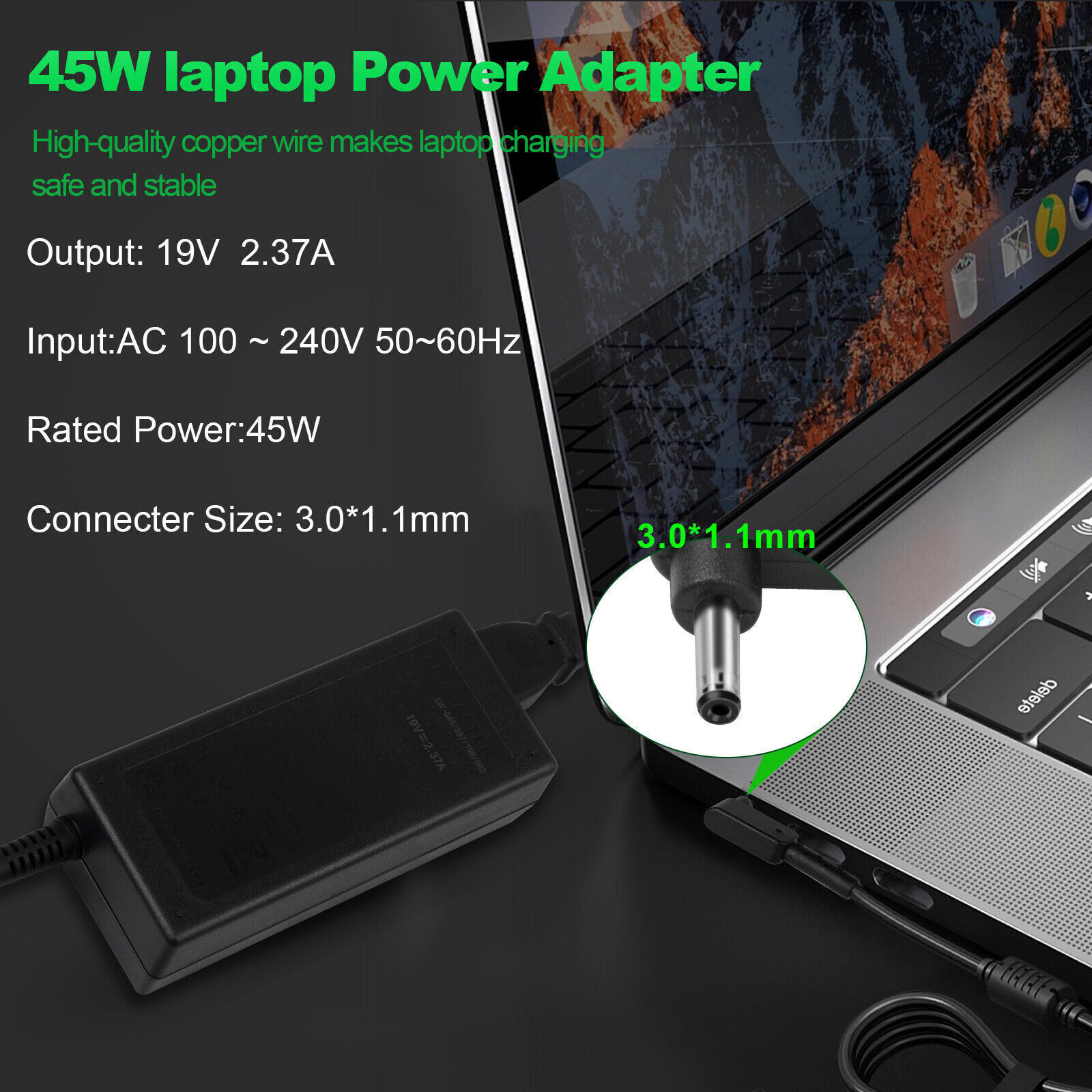 AC Power Supply Cord Charger Adapter for Acer ChromeBook C720 C720P C740 11.6″