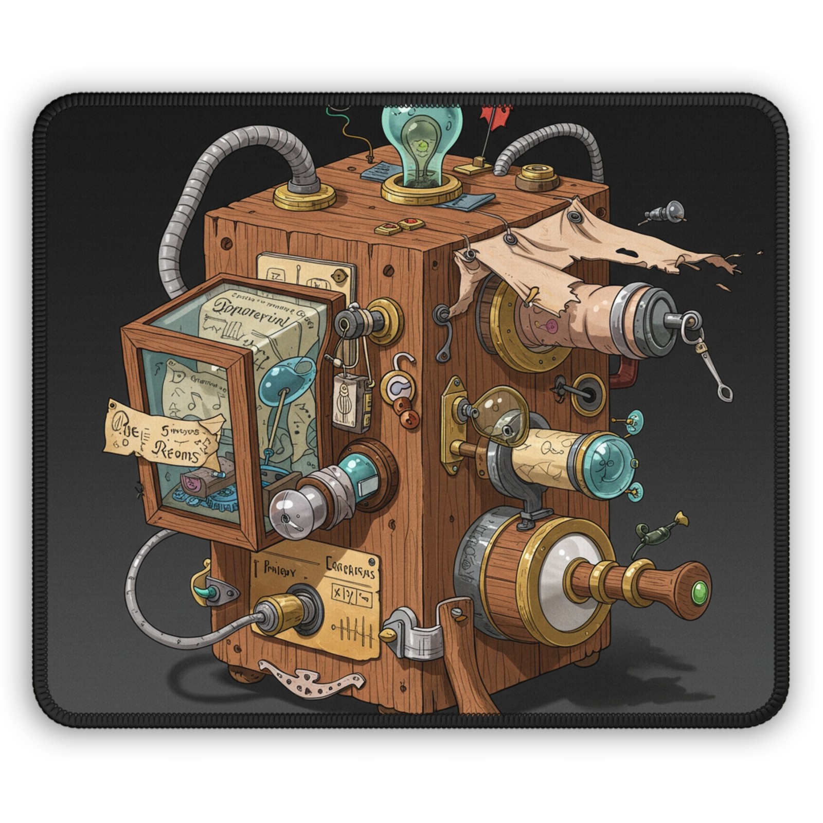 Steampunk Device Gaming Mouse Pad | Vintage Gadget Desk Mat