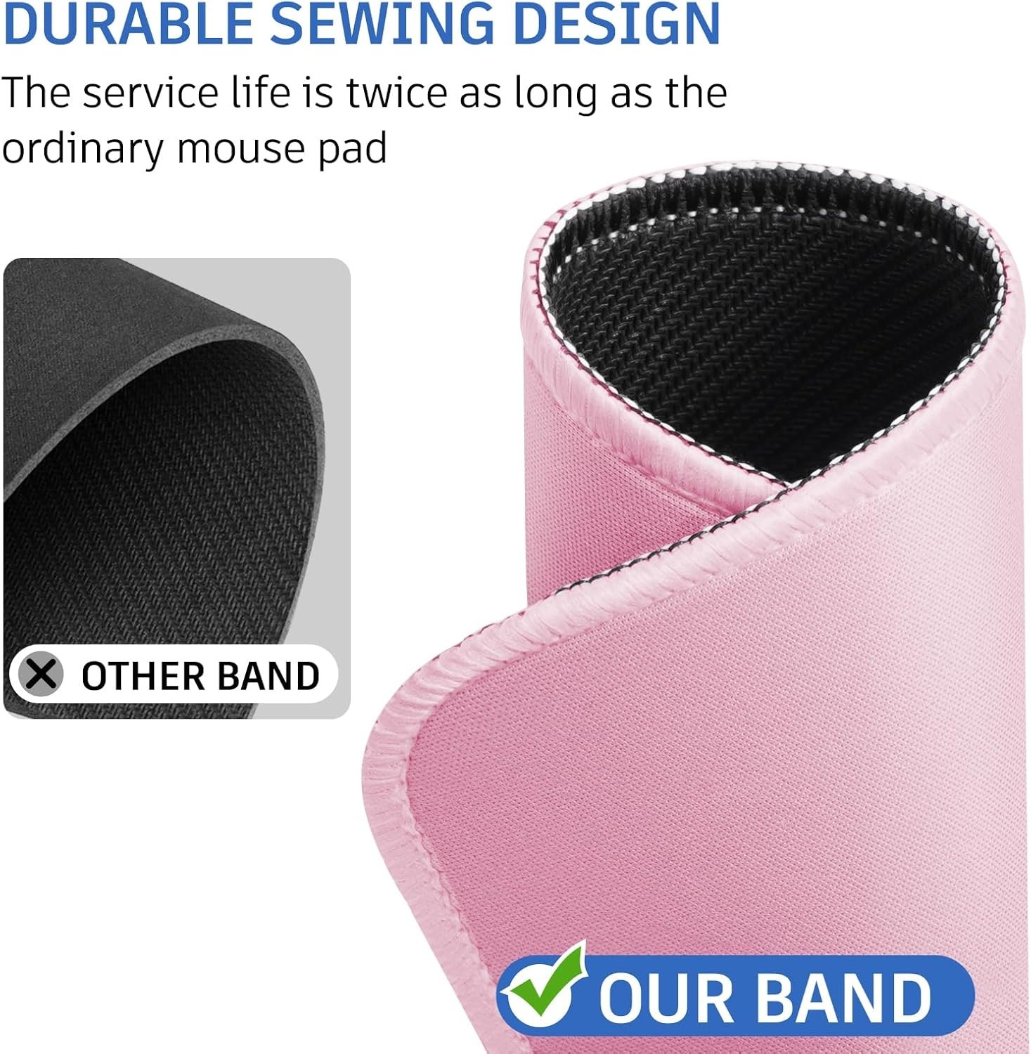 Cute Stitched Edge Pink Mouse Pad – Smooth, Waterproof & Non-Slip 10.2 x 8.2in