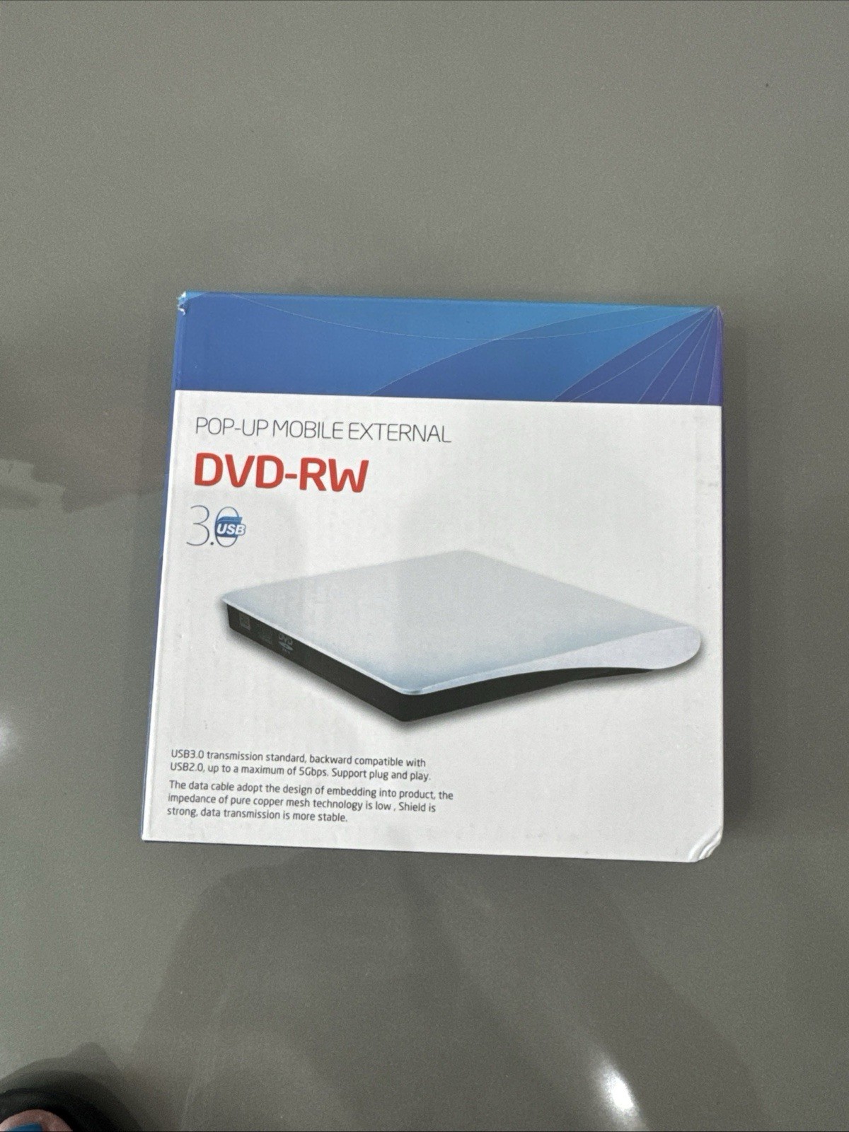 External DVD-RW Dual Layer Drive Pop-Up Mobile USB 3.0 Plug & Play Max 5Gbps