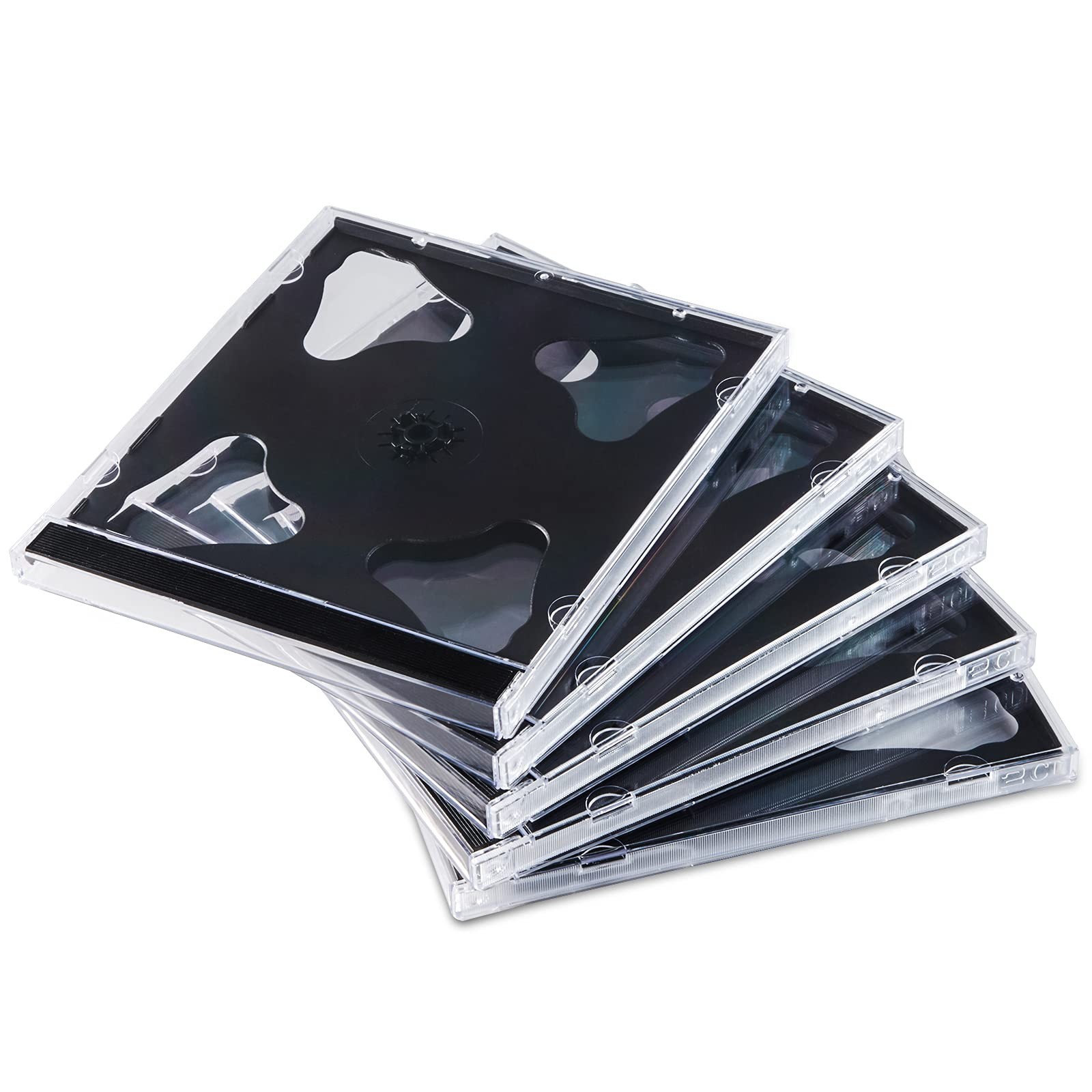 Maxtek 10.4 mm Standard Double (2 Discs Capacity) Clear CD Jewel Case with Black