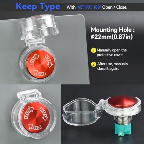2Pcs 22mm Push Button Switch Transparent Protective Cover 22mm Hole; H24x41mm