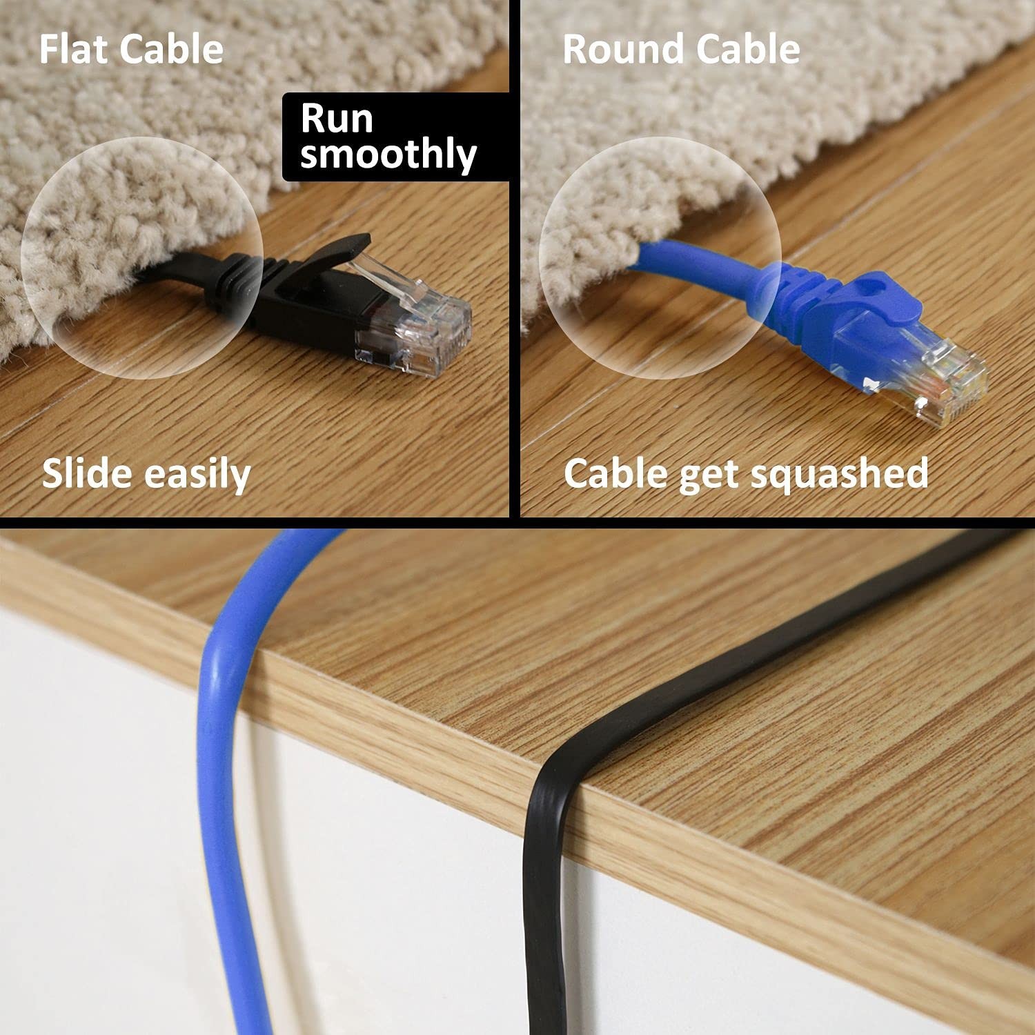 Cat6 Flat Ethernet Cable 2 Ft/20 Pack, High Speed Slim Short Patch Cables Copper