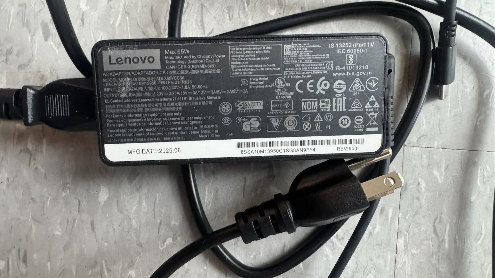 OEM Lenovo 65W USB C Type-C Laptop Adapter Charger For ADLX65YCC2A ThinkPad X1