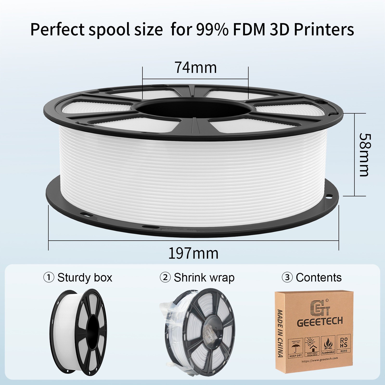 【Buy 4，Pay 3！(Order 4)】GEEETECH PLA 3D Printer Filament 1.75mm 1KG High Quality