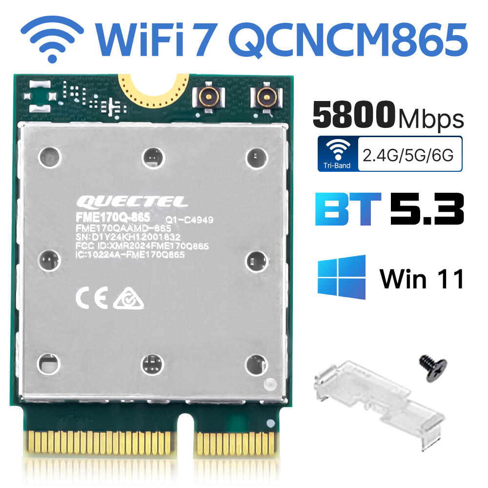 WiFi 7 QCNCM865 Wireless Card 2.4G/5G/6Ghz M.2 WiFi Module Adapter Bluetooth 5.3
