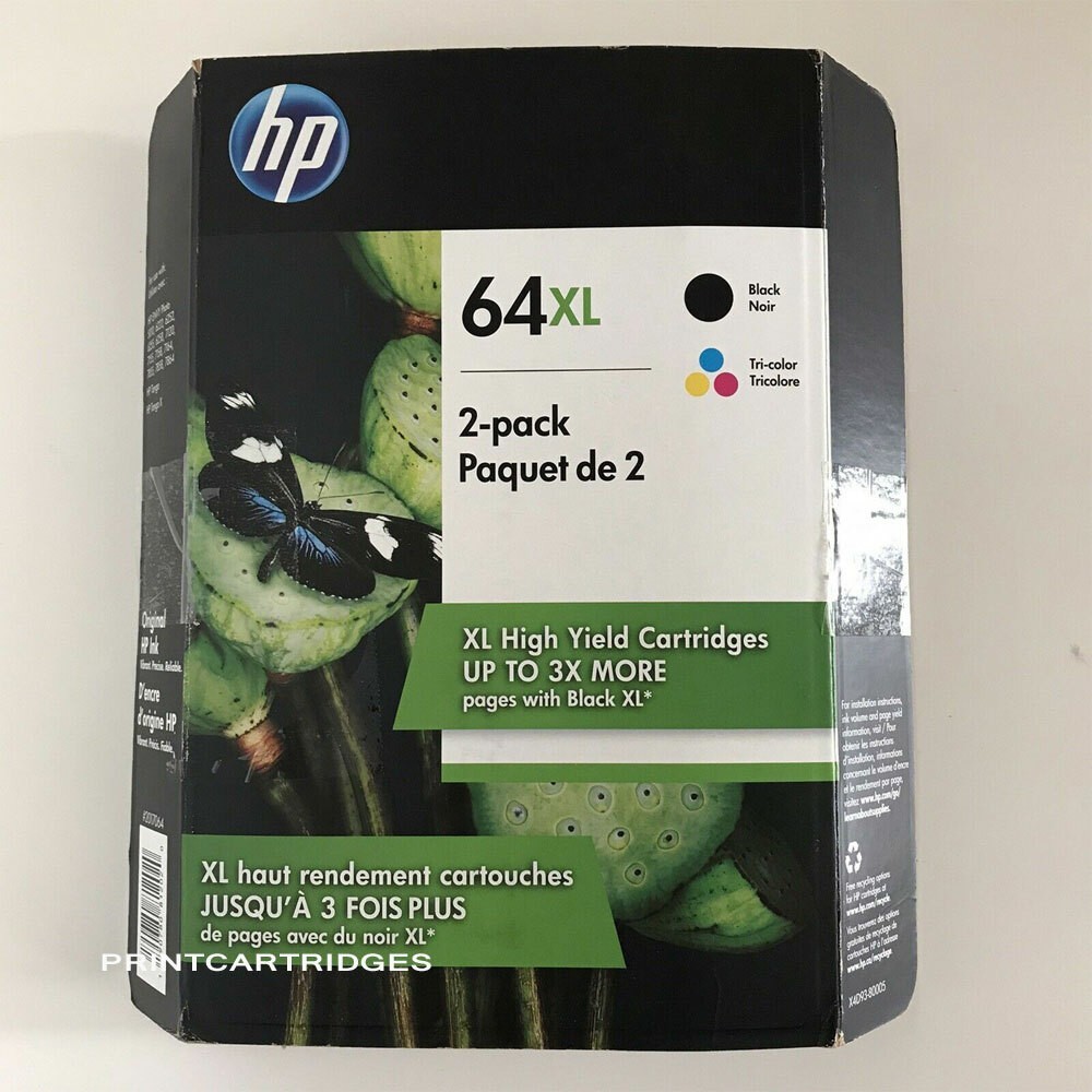 Genuine HP 64XL Tri-color and Black Combo Ink Cartridges – 2PK