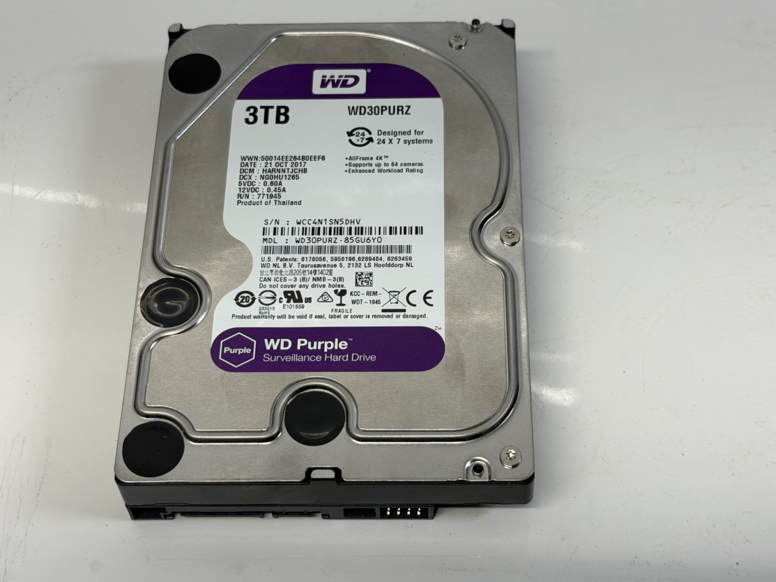WD Purple WD30PURZ-85GU6Y0 3TB 5400RPM 3.5″ SATA 6Gb/s Surveillance HDD