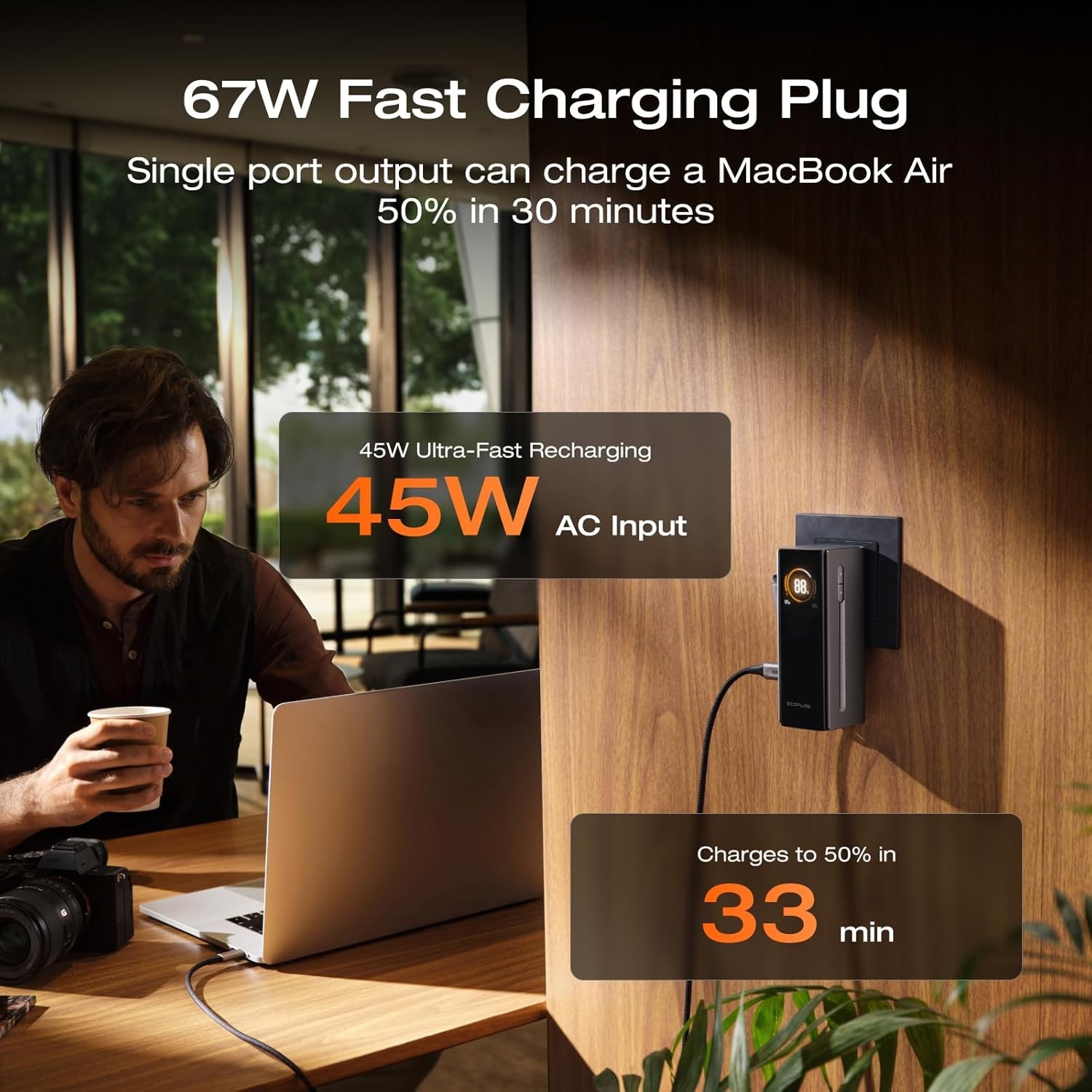 EcoFlow Rapid Pro 3-in-1 Power Bank 10000mAh & 67W Foldable AC Plug 45W Recharge