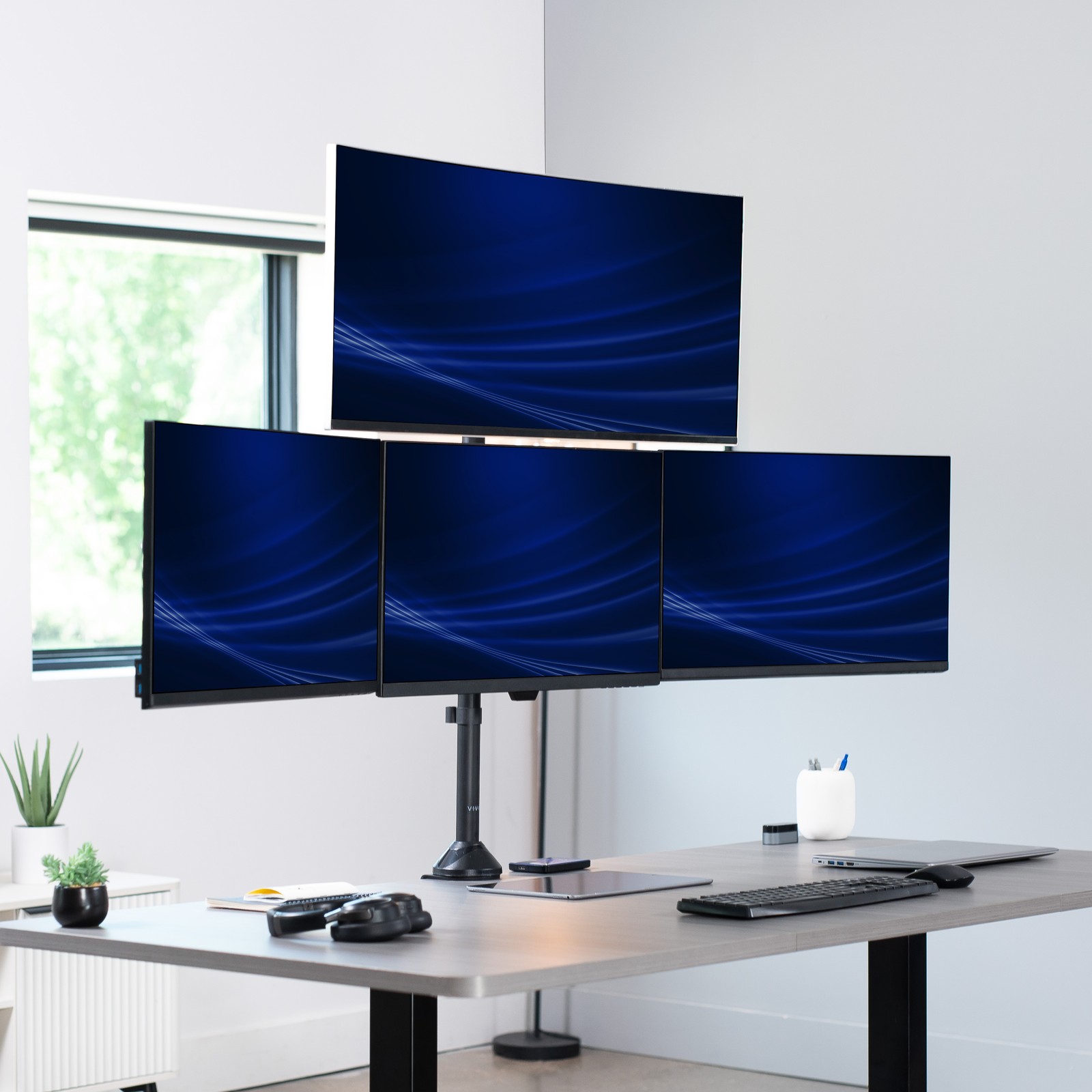 VIVO Telescoping Extra Tall Quad Ultrawide 27″ to 38″ Monitor Desk Mount
