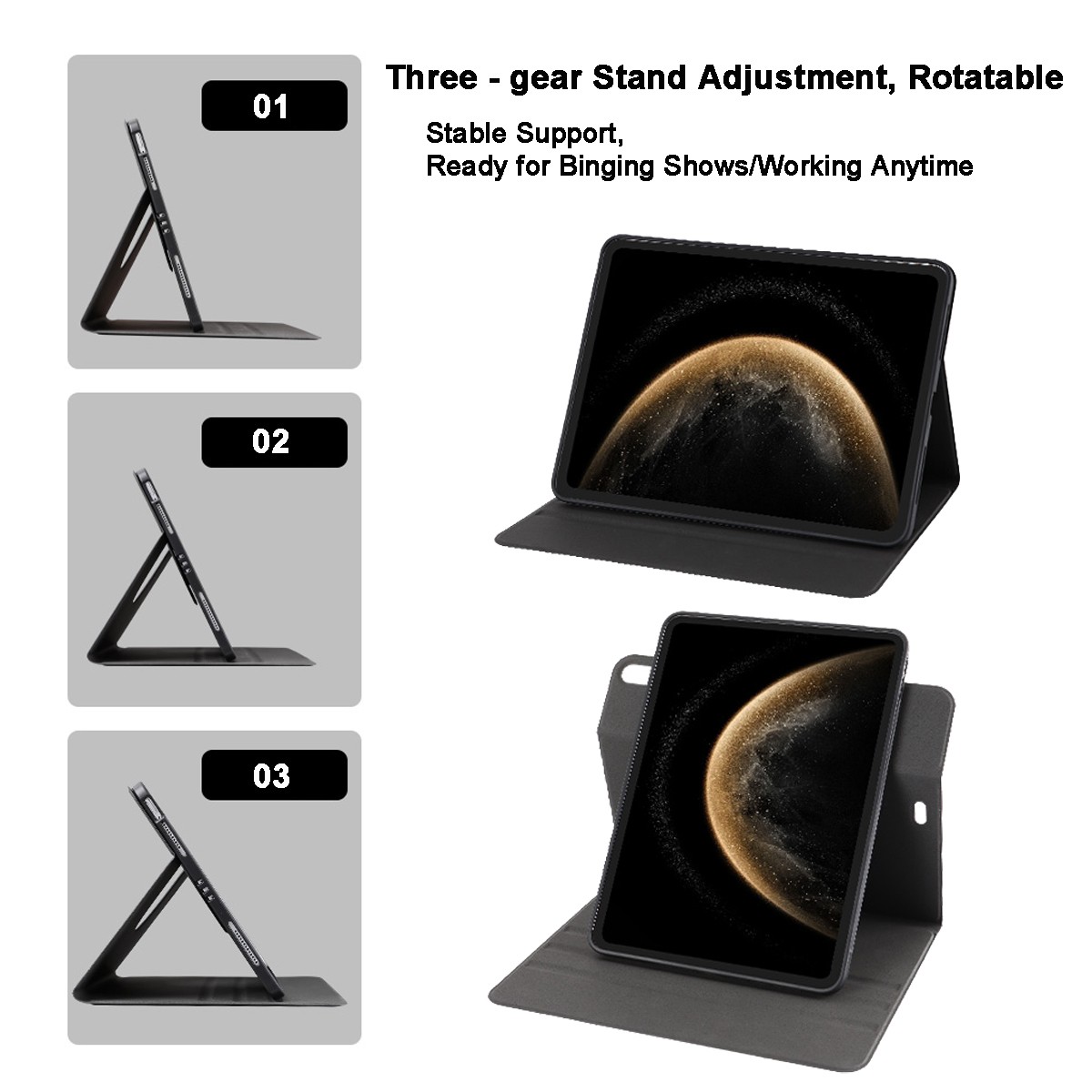 For Apple iPad Air 4 5 10.9″ / Air 11″ M2 M3 Leather Case Rotating Stand Cover