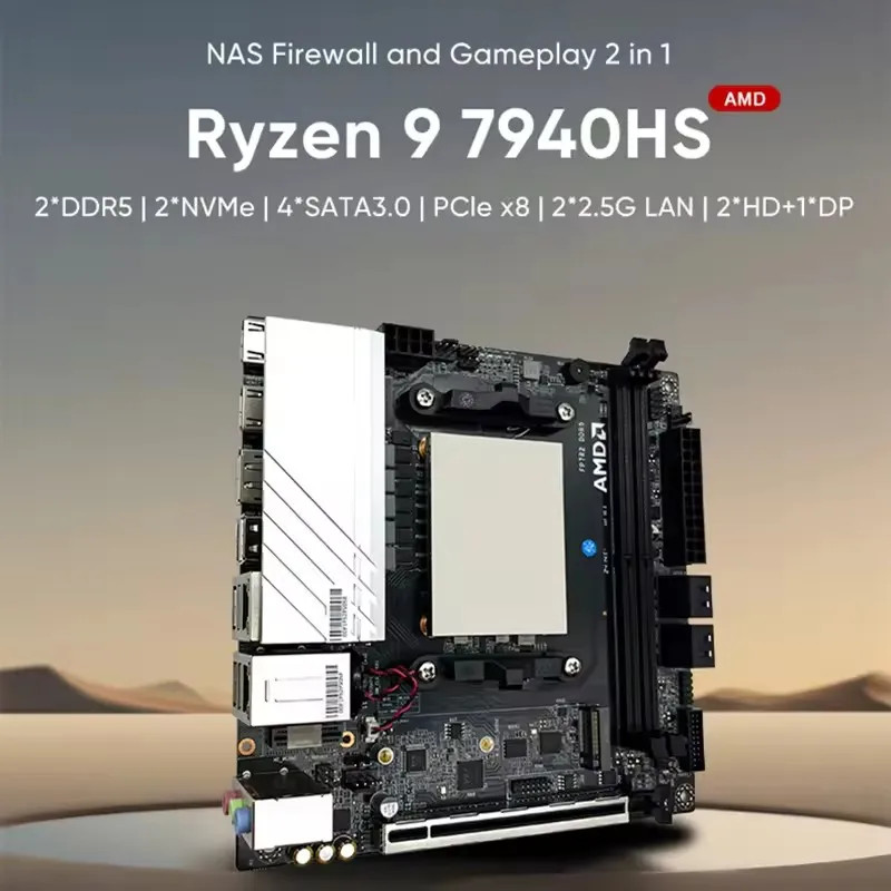 N17 NAS Gaming Mainboard AMD Ryzen9 8945HS 7940HS R7 8745HS 7840HS 4*SATA 2*NVMe