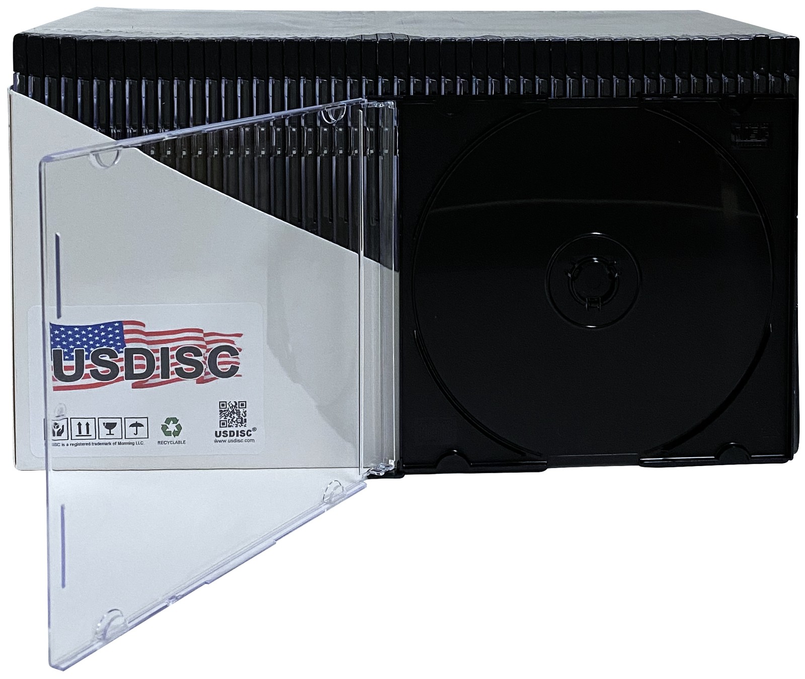 200 USDISC CD Jewel Cases Slimline 5.2mm, Single 1 Disc (Black) Lot