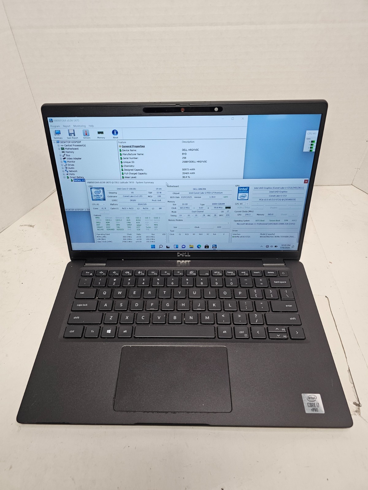 Dell Latitude 7410 14″ Laptop Core i7-10610U 16GB RAM 256GB SSD Win11 #04