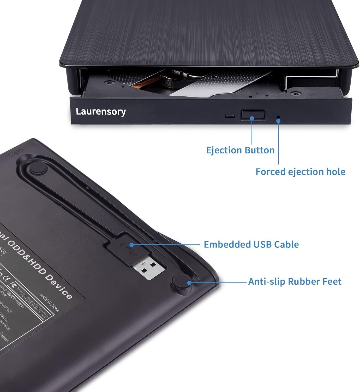 External CD DVD Drive, USB 3.0 Player Burner Writer, for PC Laptop Windows MacOs