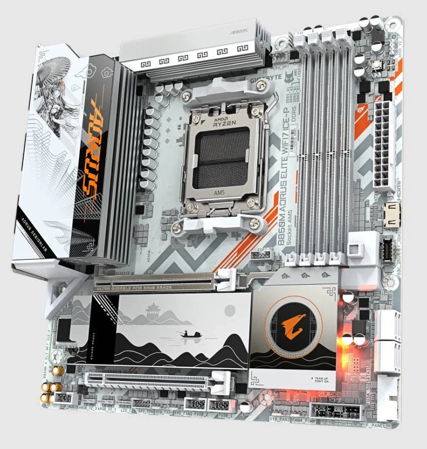 Gigabyte B850M AORUS ELITE WIFI7 ICE-P AM5 AMD Ryzen 9/8/7000 Series Processors