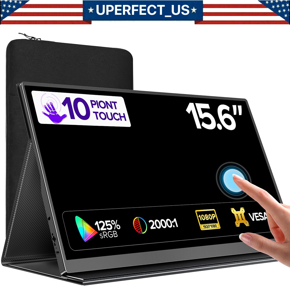 15.6″ Touch USB-C Portable Monitor 1920*1080 2000:1 Display For Raspberry Pi Bag