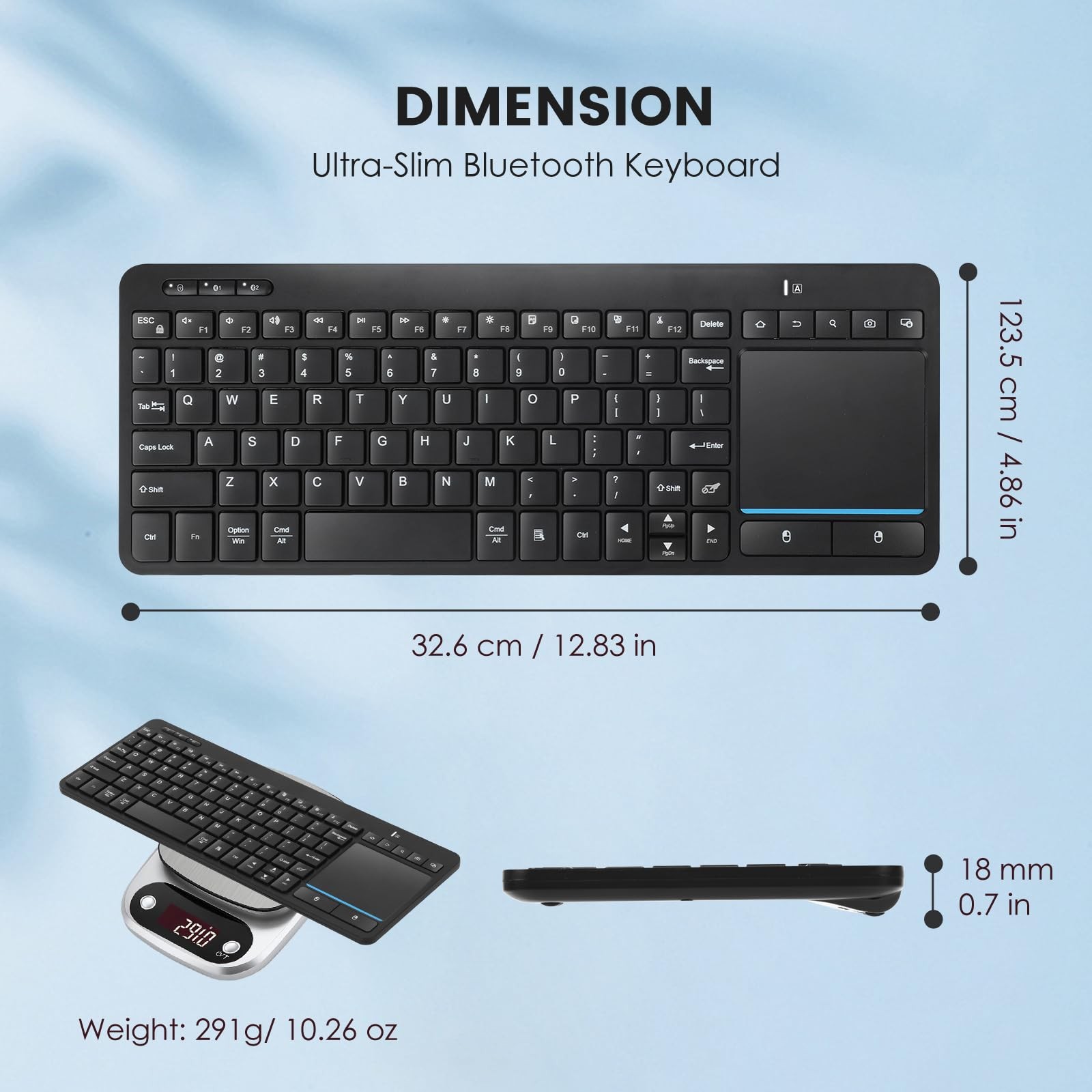 MultiDevice Wireless Bluetooth Keyboard Touchpad Trackpad PC Mac Android