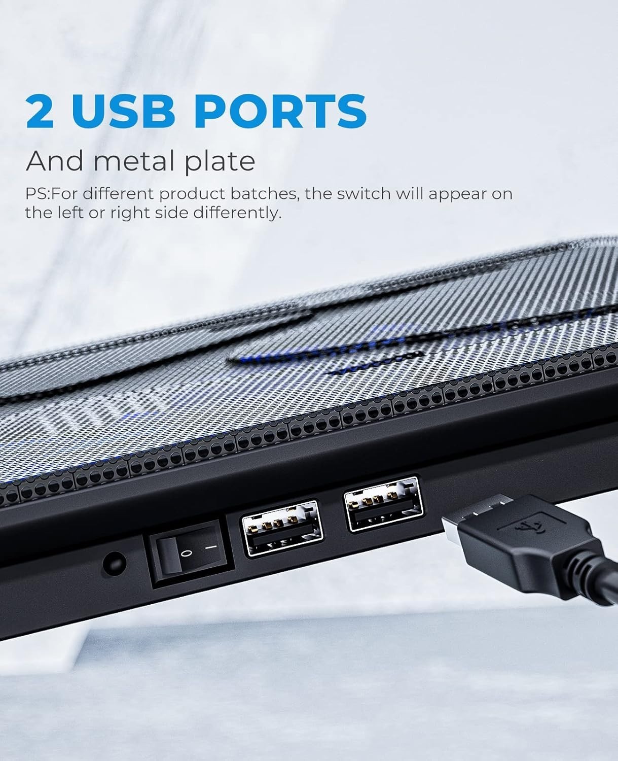 Lightweight Portable Laptop Cooling Pad with Metal Mesh for Stability & Cooling