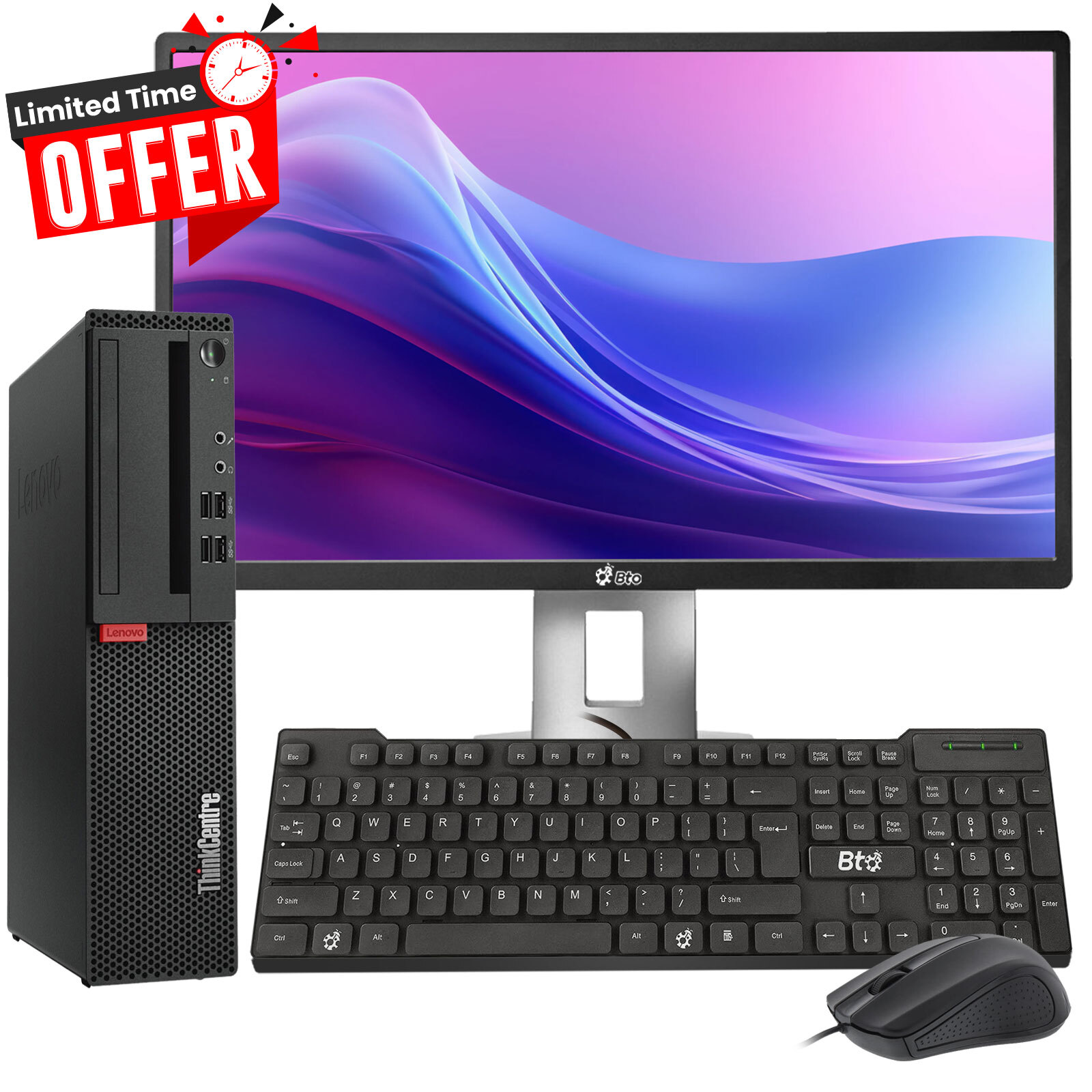Lenovo SFF Desktop PC i5-8500 64GB 2TB SSD Built-in Wi-Fi New 24″ LED Window 11