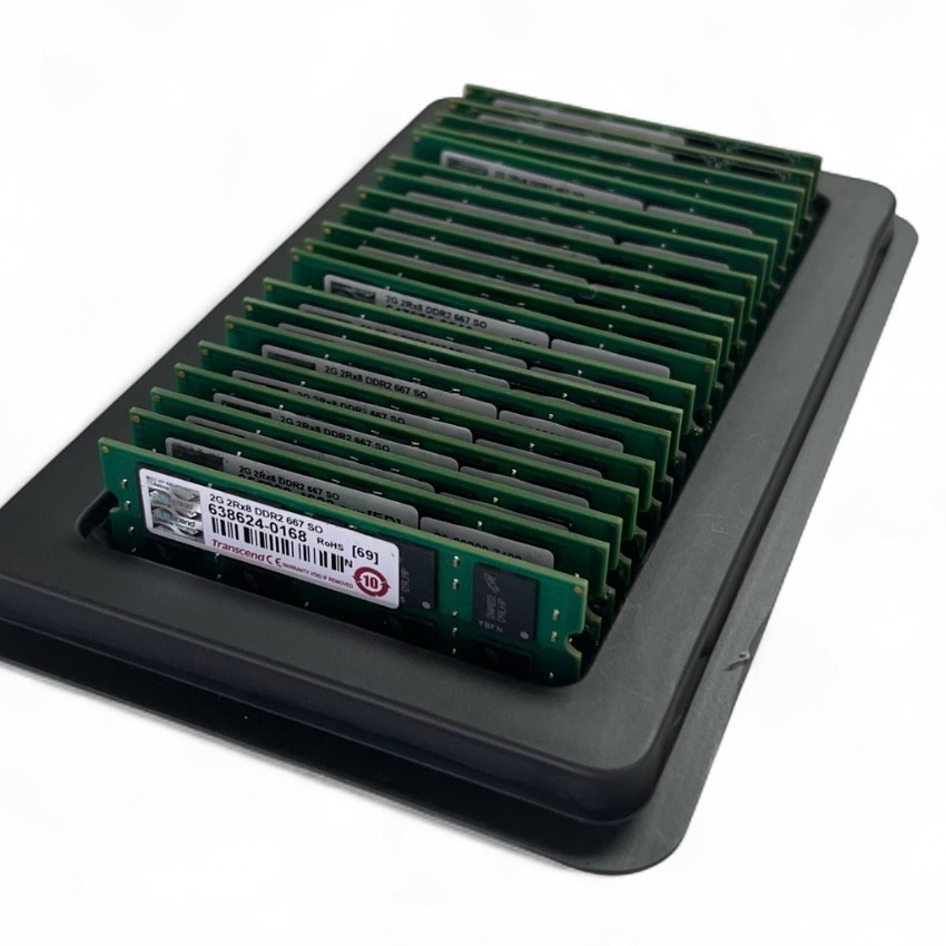 LOT (20) Transcend 2GB PC2-5300 DDR2-667MHz SODIMM. Grade A!! TESTED!!