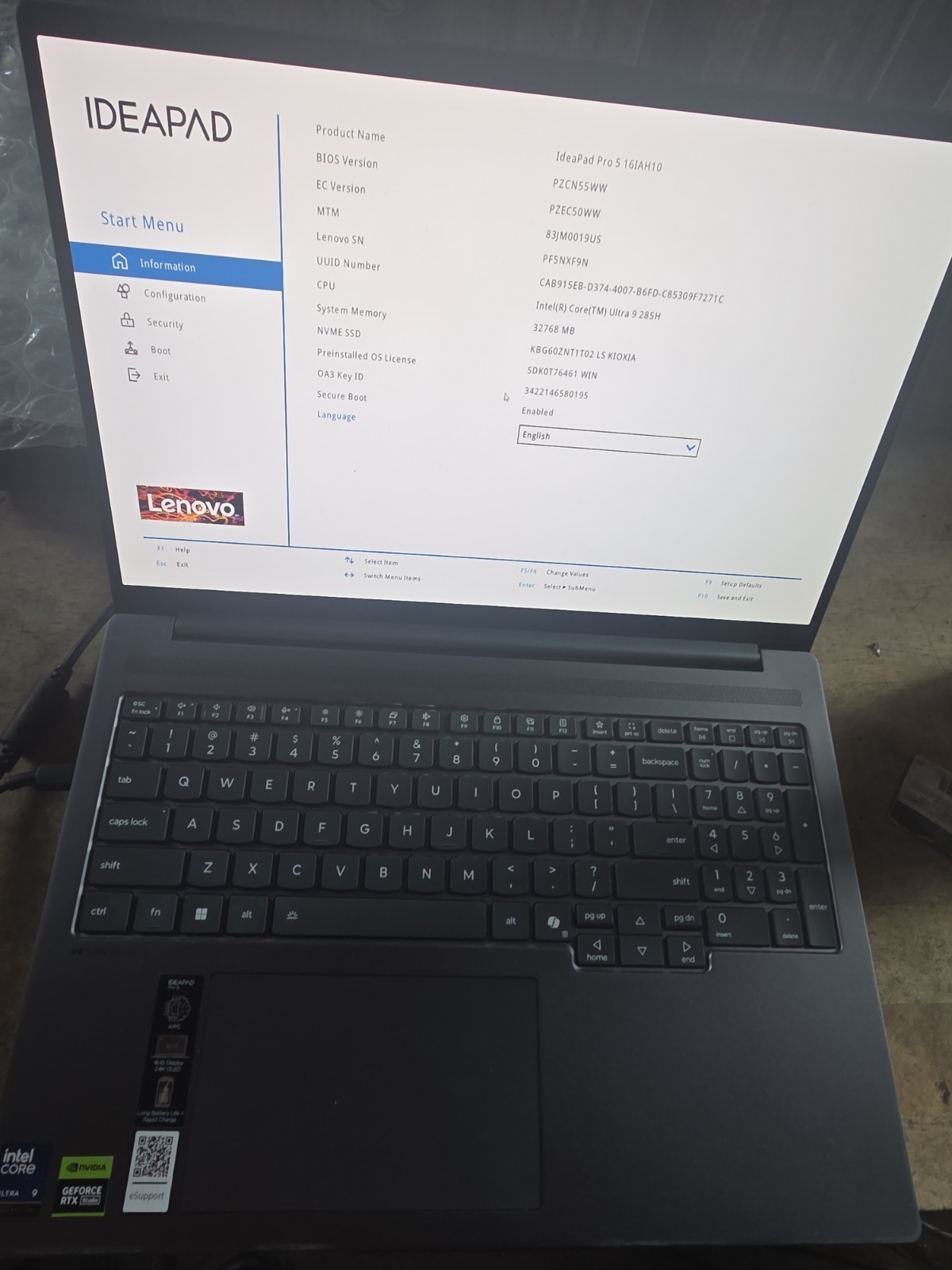 Lenovo Ideapad Pro 5 16IAH10 16″ Ultra 9 285H Rtx 5050 32GB 1TB SSD W11 Touch B1