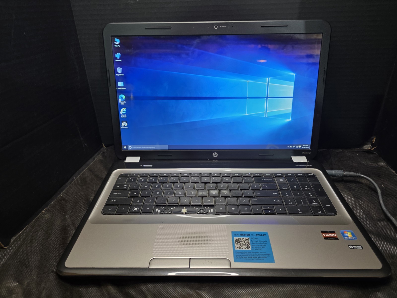 HP Pavilion g7 Windows 10 AMD A6-3420M 4GB RAM 679GB HD No Bat/Cord