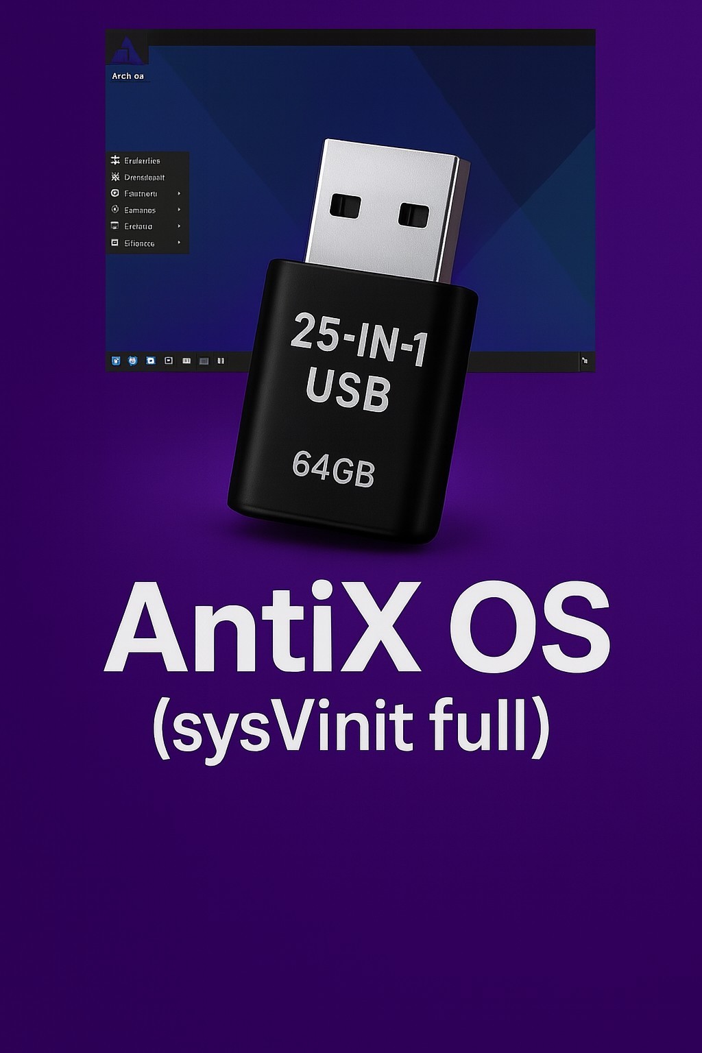 25-in-1 OS USB 128GB Bootable Linux Pack, Arch, AntiX, Fedora, Mint, Zorin, Kali