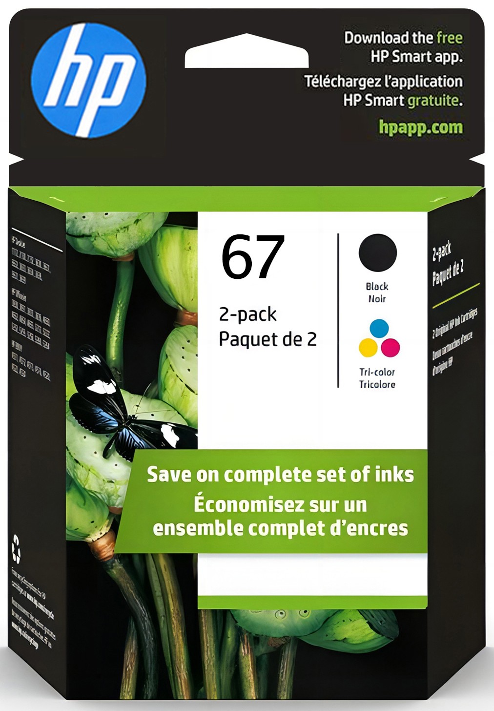 HP 67 Black/Tri-Color Ink Cartridges Combo(2-Pack) Works with DeskJet 1255, 2700