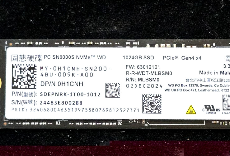 WD PC SN8000S 1TB 1024GB M.2 2280 NVMe PCIe 4.0 SSD Gen4 100% Health