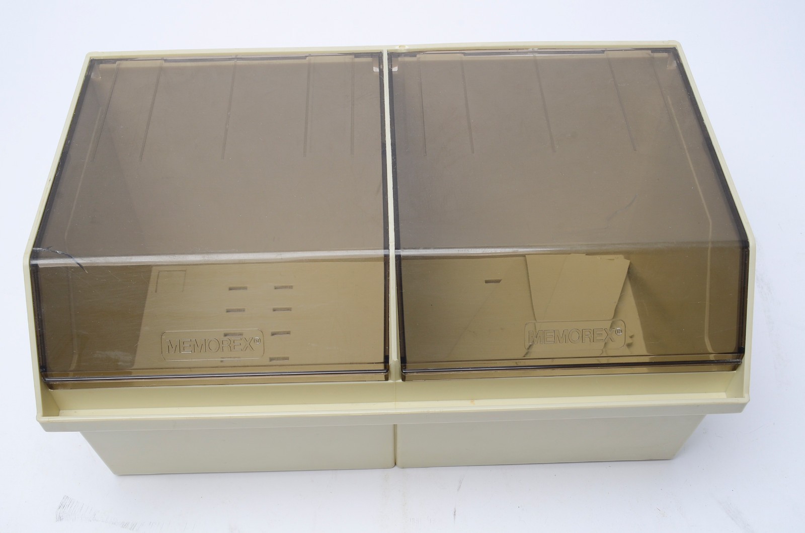 Memorex Double 5.25″ Floppy Disk Storage Box Case Holder w/ Dividers Vintage