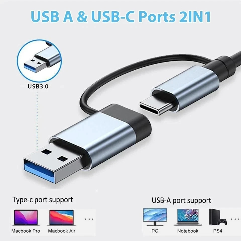 7/8 Port USB-C Hub Adapter – 5G Speed Multi Splitter for PC, Laptop & MacBook US