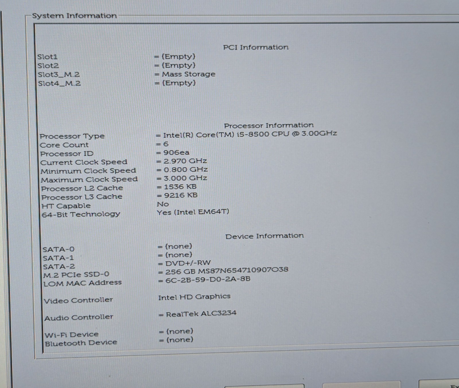 Dell OptiPlex 3060 SFF Desktop i5-8500 3.00GHz 16GB RAM 256GB NVMe Windows 11