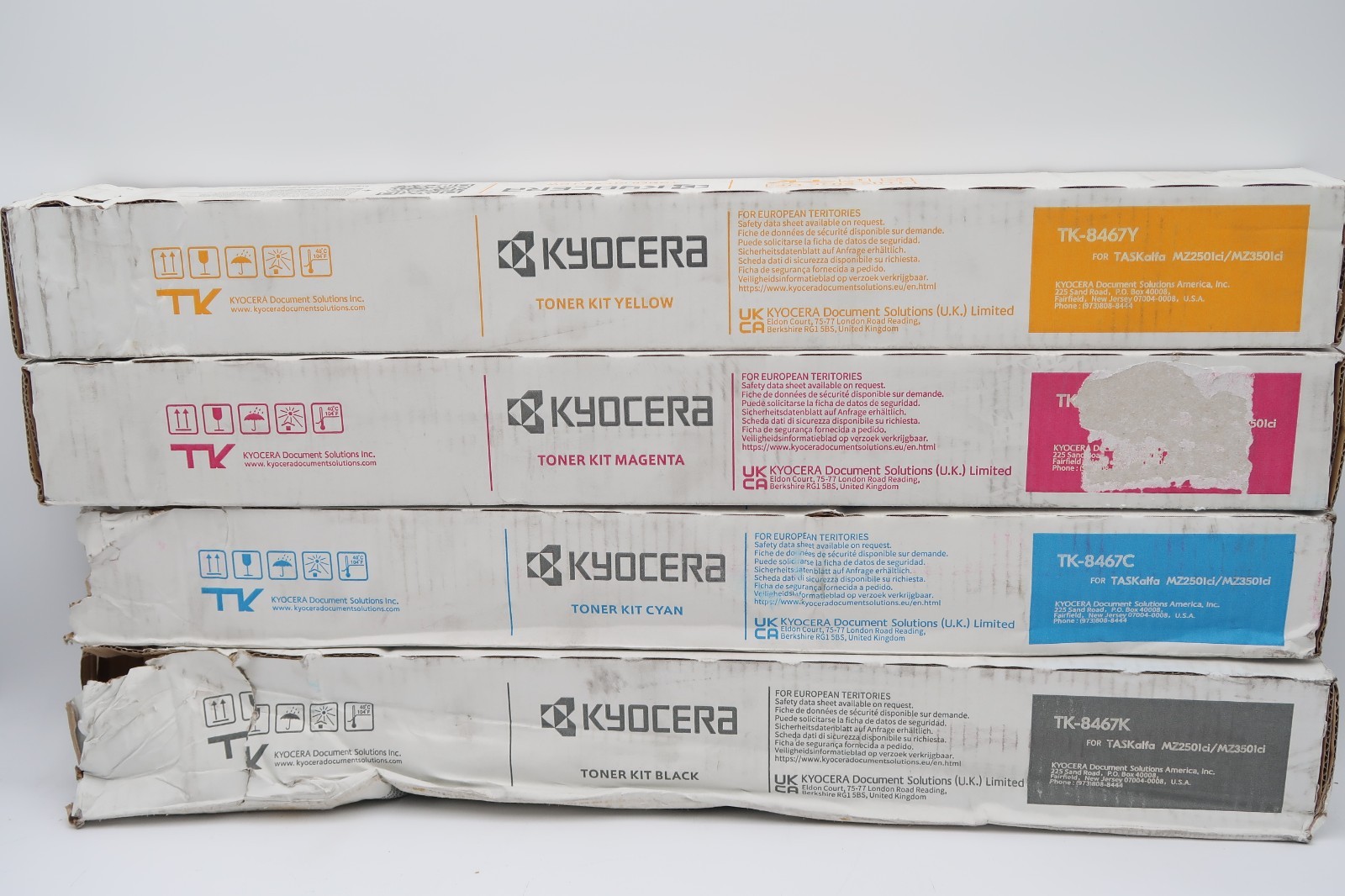 Damaged Box – Genuine Set of 4 Kyocera Mita TK8367 CMYK Toner Cartridges 2554ci
