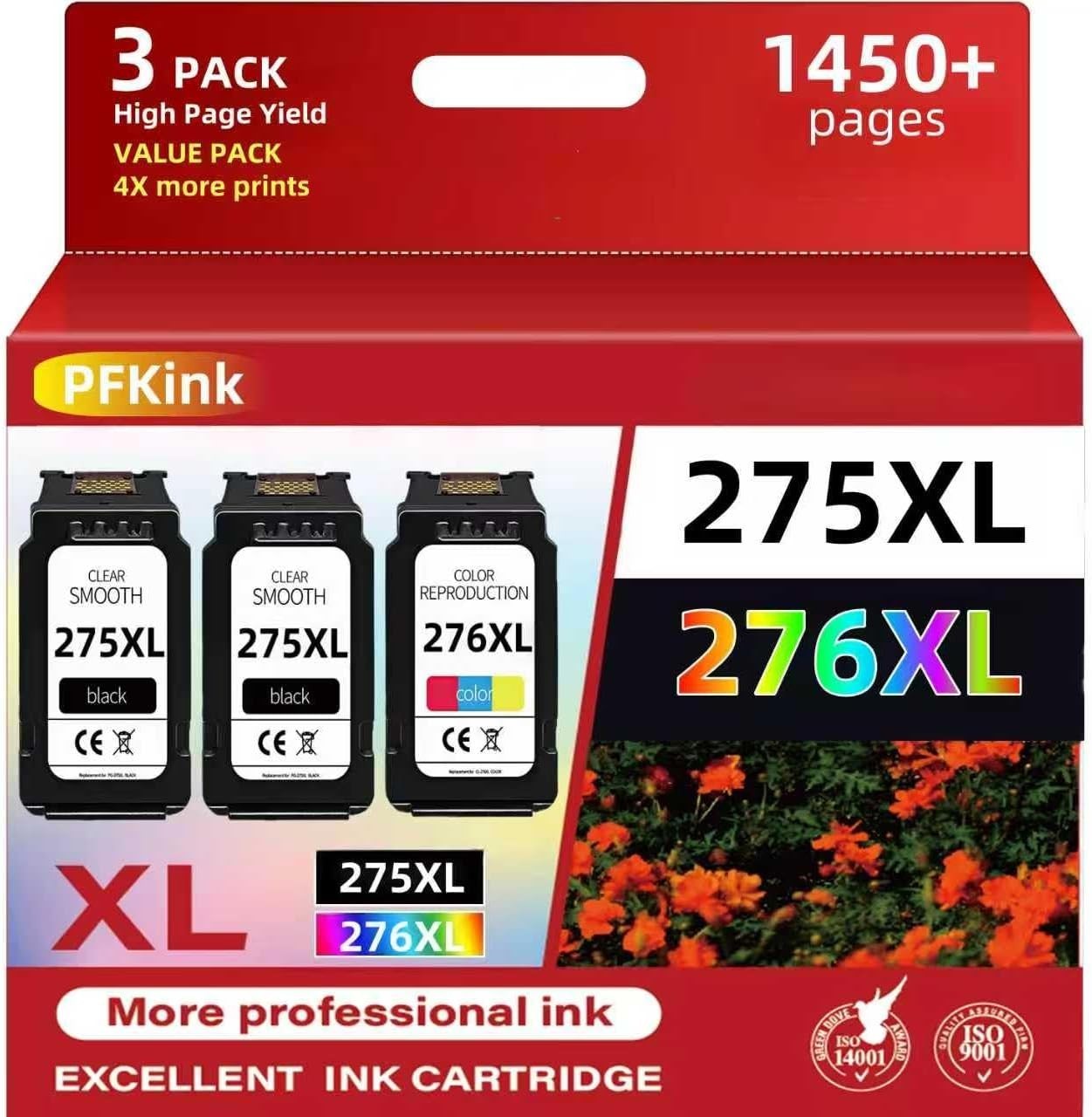 275XL 276XL Ink Cartridges Combo Pack for Canon, PG-275XL CL-276XL Replacemen…