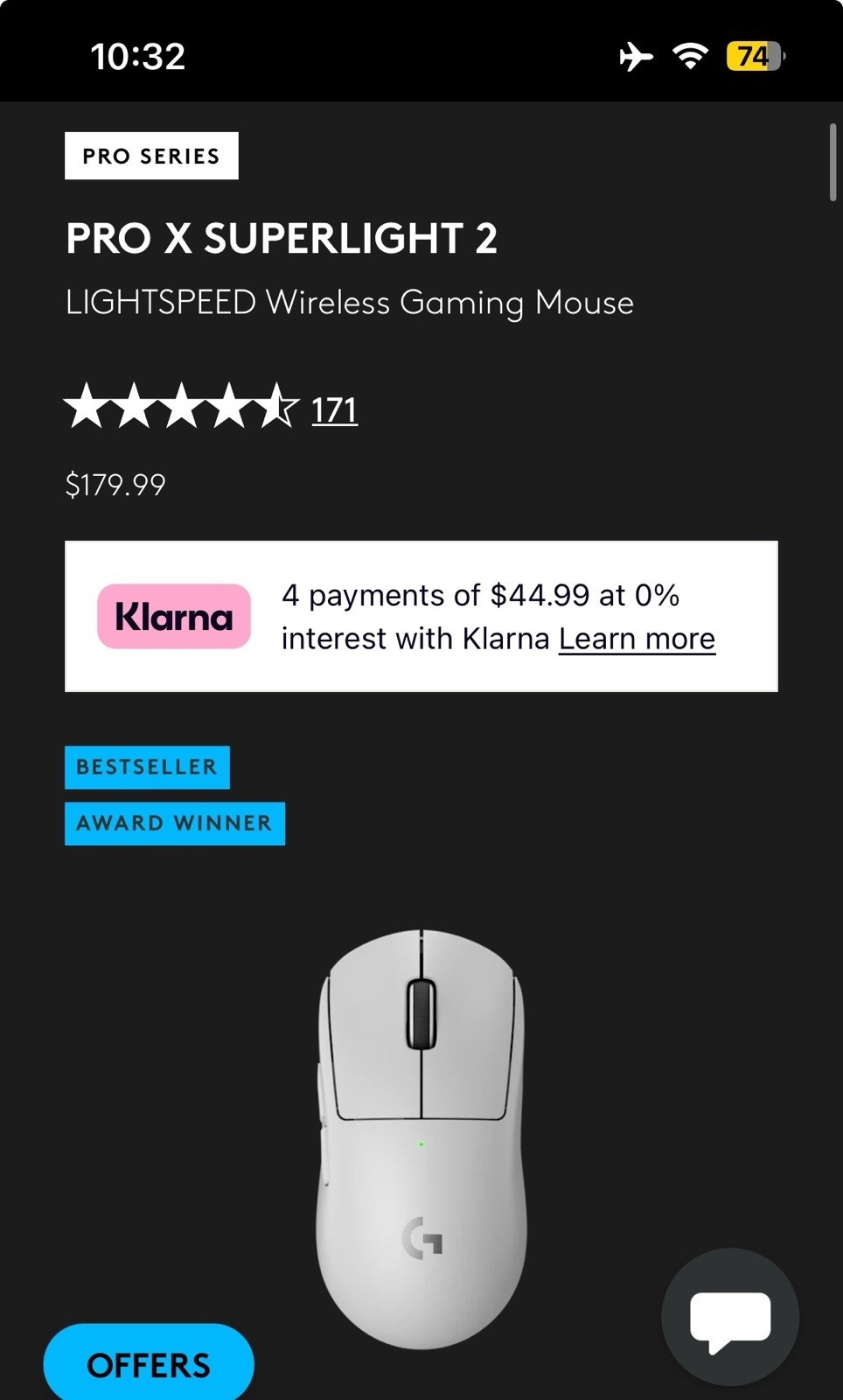 Logitech G PRO X Superlight 2 Wireless Gaming Mouse – White