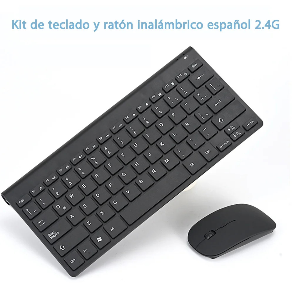 Spanish Wireless Gaming Keyboard & Mouse Set, 78 Keys for PC & TV
