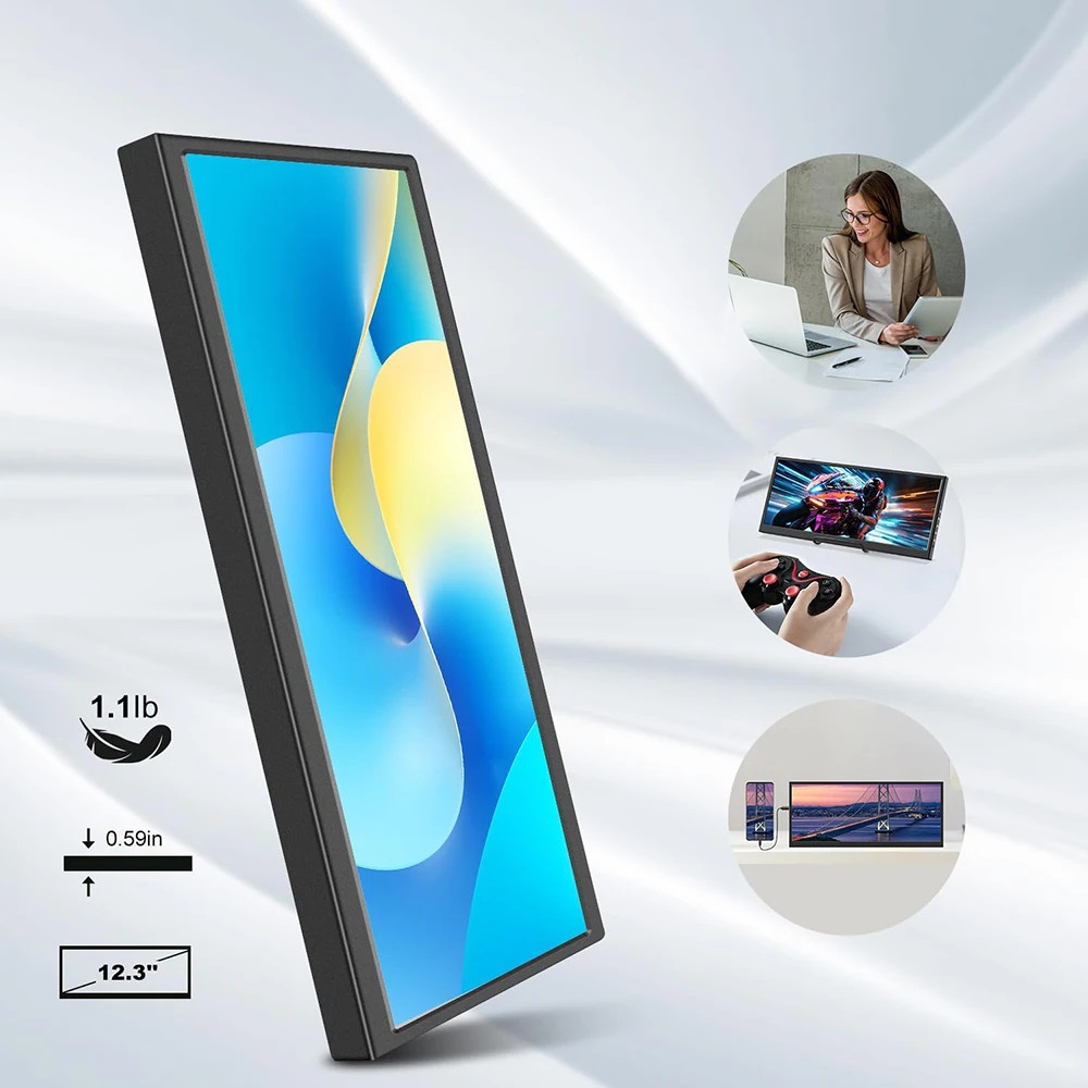 12.3” Portable Touch Display Monitor Laptop Second Screen 60Hz Built-in Speakers
