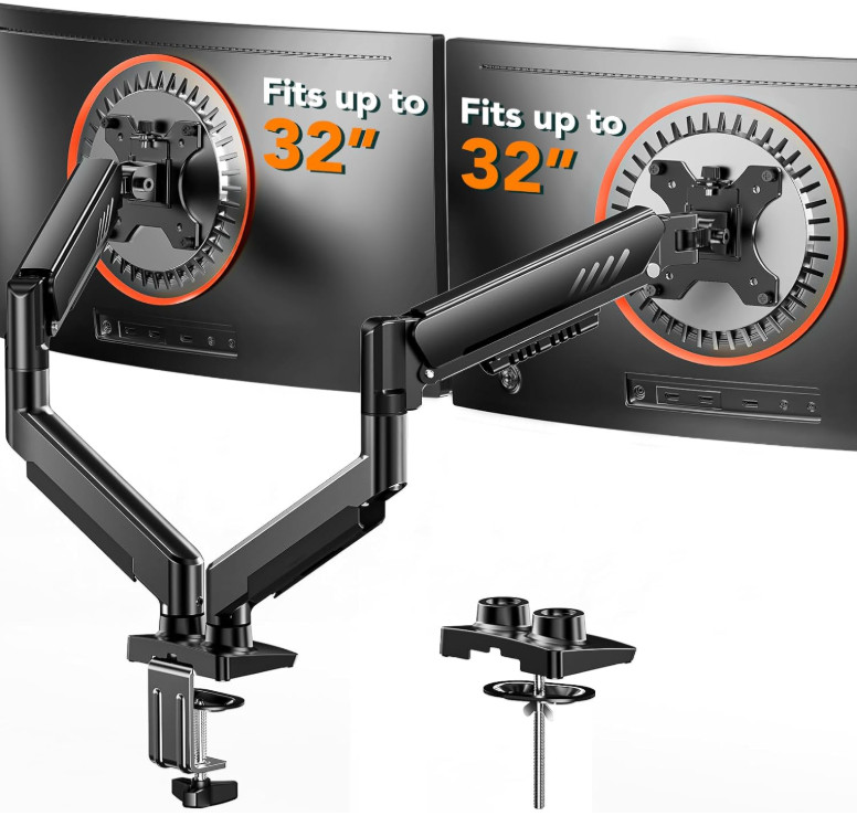 Soporte Doble para Monitores 13-32″ VESA Ajustable de Instalación Rápida, Nuevo