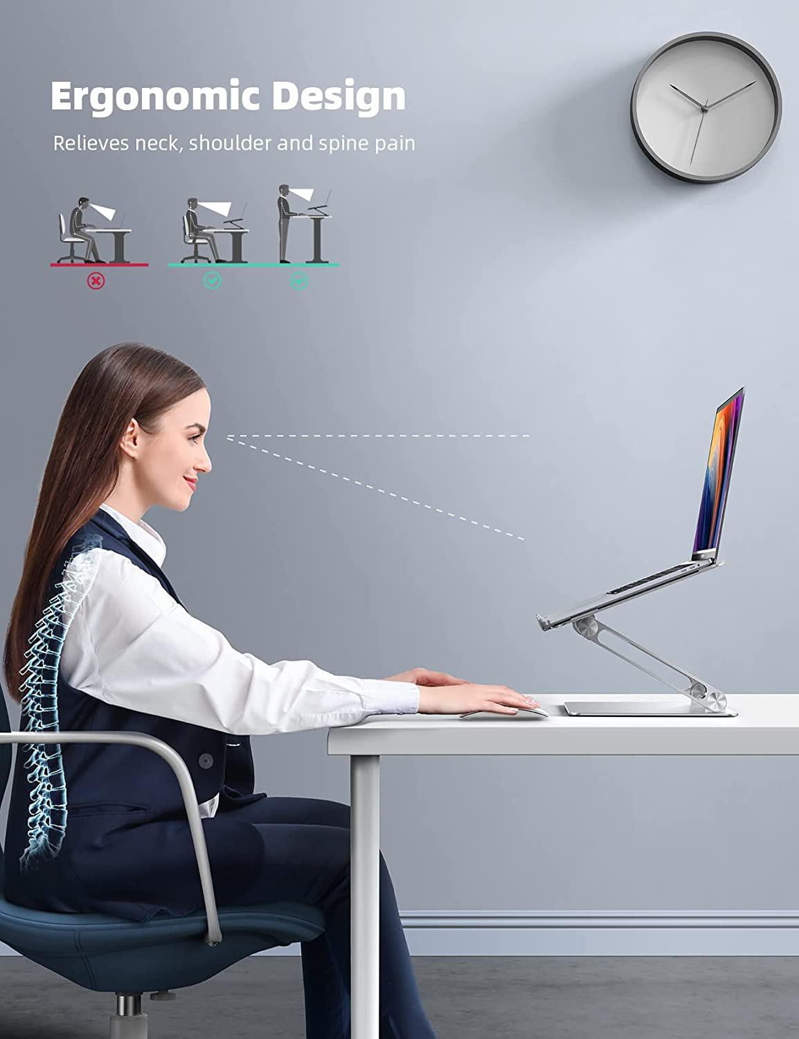 Lamicall Adjustable Laptop Stand, Portable Laptop Riser, Aluminum Laptop Stand f