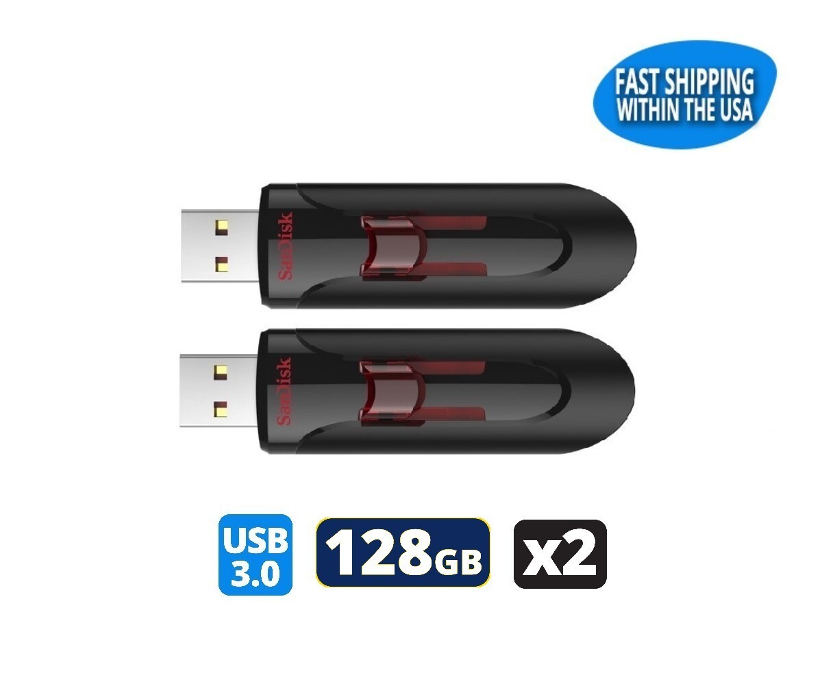 Sandisk Cruzer Glide 128GB 3.0 Flash Drive USB Thumb Drive (Pack of 2)