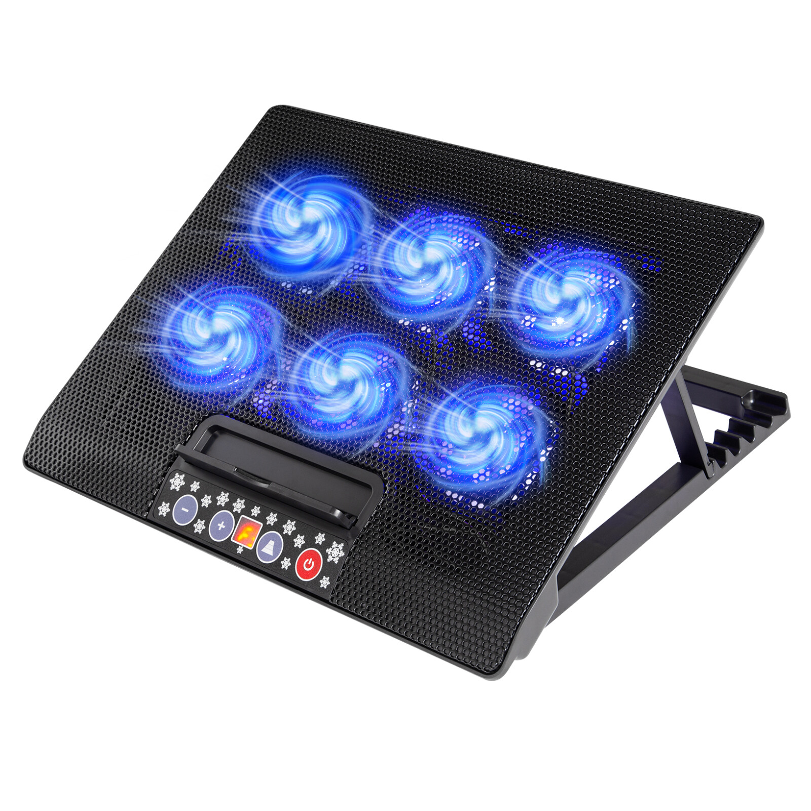 Laptop Cooling Pad Adjustable Height 6 Fan Quiet Cooler 2 USB Ports For 12 “-17”