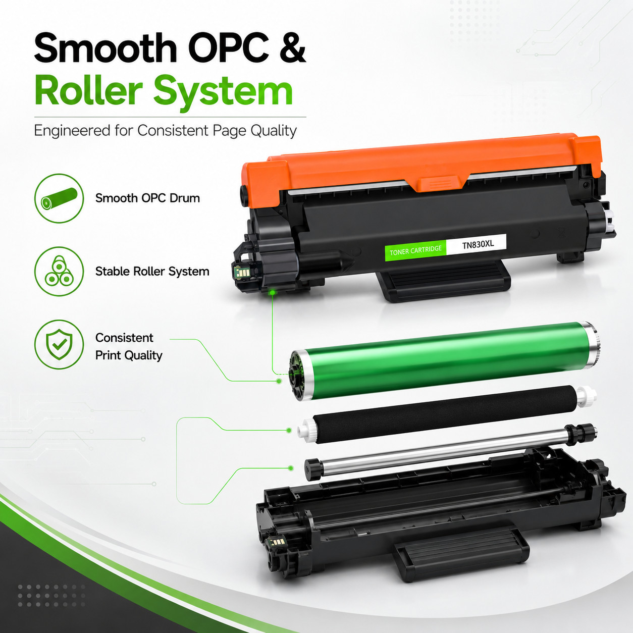 1PK TN830XL 830XL Toner Cartridge Compatible for Brother HL-L2400D HL-L2420DW